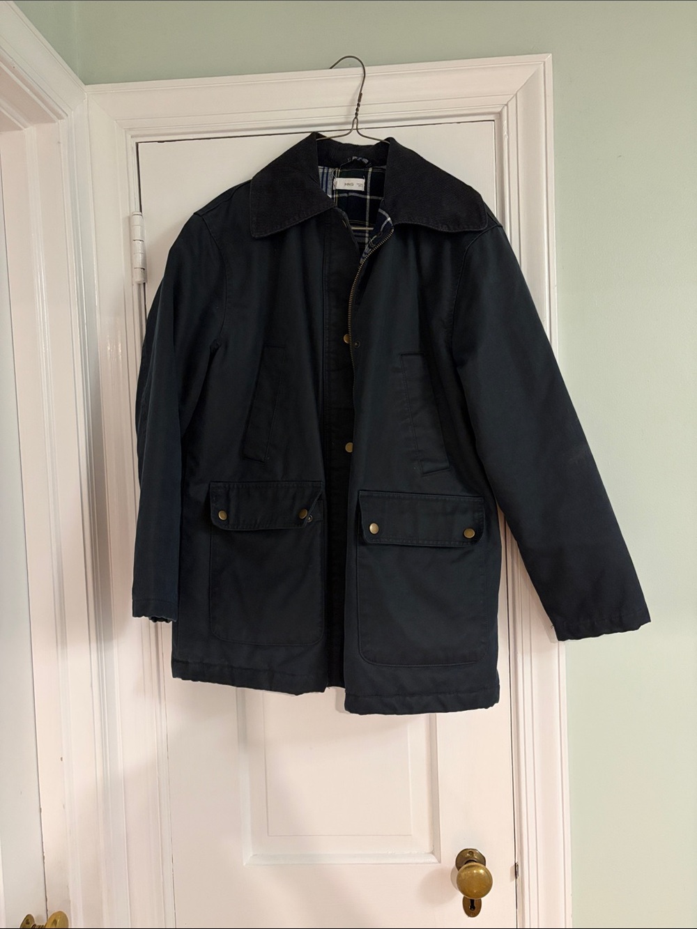 Mango Women’s Navy Field Coat with Corduroy Collar